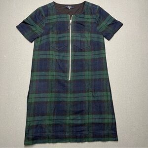 Madewell Green and Blue Plaid Mini Shift Dress! 100% Cotton!